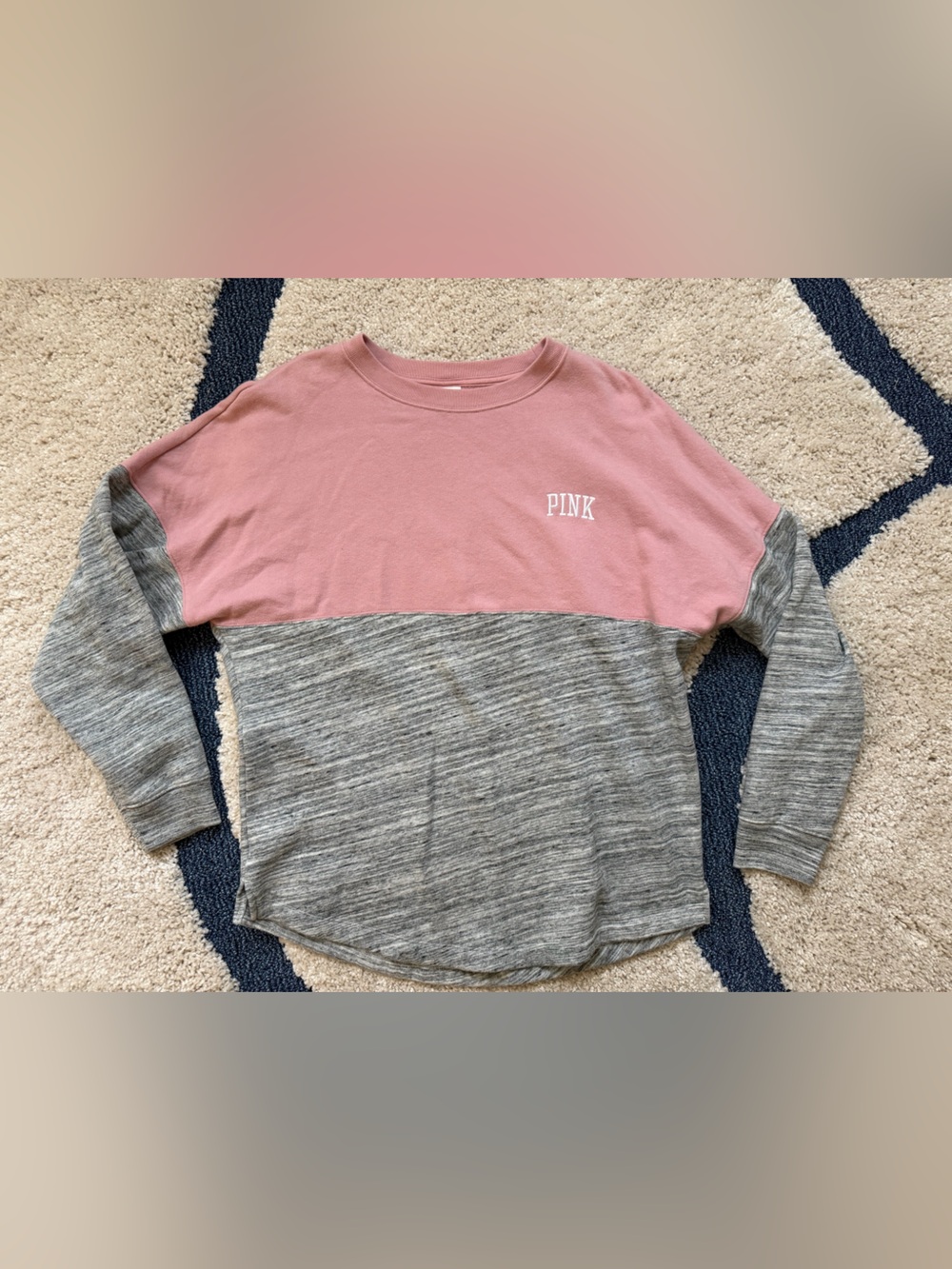 PINK Victoria's Secret Pink and Gray Colorblock Girls' Top